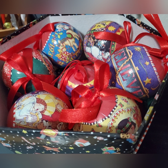 Mary Engelbreit Box Christmas Ornaments, 12 Mary Engelbreit Whimsical Joyful - Picture 3 of 9